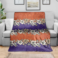 Hawaiian Hibiscus Blanket Orange and Purple Unique LT01 - Polynesian Pride