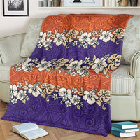 Hawaiian Hibiscus Blanket Orange and Purple Unique LT01 - Polynesian Pride