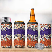 Hawaiian Hibiscus 4 in 1 Can Cooler Tumbler Orange and Purple Unique