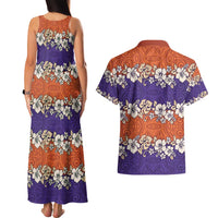 Hawaiian Hibiscus Couples Matching Tank Maxi Dress and Hawaiian Shirt Orange and Purple Unique LT01 - Polynesian Pride