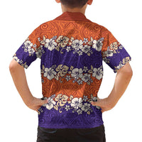 Hawaiian Hibiscus Family Matching Off Shoulder Maxi Dress and Hawaiian Shirt Orange and Purple Unique LT01 - Polynesian Pride