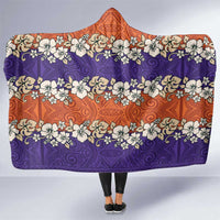 Hawaiian Hibiscus Hooded Blanket Orange and Purple Unique LT01 One Size Orange - Polynesian Pride
