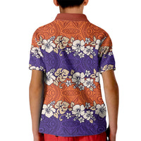 Hawaiian Hibiscus Kid Polo Shirt Orange and Purple Unique