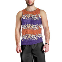 Hawaiian Hibiscus Men Tank Top Orange and Purple Unique LT01 - Polynesian Pride