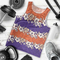 Hawaiian Hibiscus Men Tank Top Orange and Purple Unique LT01 - Polynesian Pride