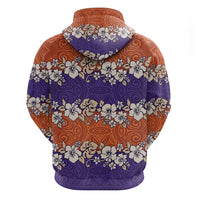 Hawaiian Hibiscus Zip Hoodie Orange and Purple Unique