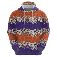 Hawaiian Hibiscus Zip Hoodie Orange and Purple Unique