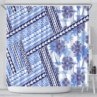Hawaii Quilt Shower Curtain Kakau Polynesian Pattern Blue Version LT01 - Polynesian Pride