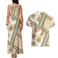 Hawaii Quilt Couples Matching Tank Maxi Dress and Hawaiian Shirt Kakau Polynesian Pattern Gold Version LT01 - Polynesian Pride