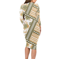 Hawaii Quilt Long Sleeve Bodycon Dress Kakau Polynesian Pattern Gold Version LT01 - Polynesian Pride