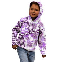 Hawaii Quilt Kid Hoodie Kakau Polynesian Pattern Lilac Version LT01 - Polynesian Pride