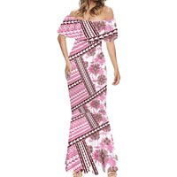 Hawaii Quilt Mermaid Dress Kakau Polynesian Pattern Mauve Pink Version LT01 - Polynesian Pride