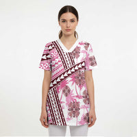 Hawaii Quilt Scrub Top Kakau Polynesian Pattern Mauve Pink Version - Polynesian Pride