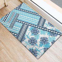 Hawaii Quilt Rubber Doormat Kakau Polynesian Pattern Sky Blue Version LT01 - Polynesian Pride
