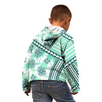 Hawaii Quilt Kid Hoodie Kakau Polynesian Pattern Teal Version LT01 - Polynesian Pride