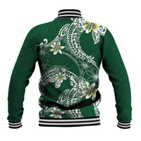 Polynesian Hawaiian Plumeria Tribal Pattern Baseball Jacket Green Version LT01 - Polynesian Pride