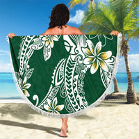 Polynesian Hawaiian Plumeria Tribal Pattern Beach Blanket Green Version LT01 - Polynesian Pride