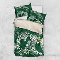 Polynesian Hawaiian Plumeria Tribal Pattern Bedding Set Green Version