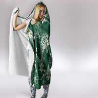 Polynesian Hawaiian Plumeria Tribal Pattern Hooded Blanket Green Version LT01 - Polynesian Pride