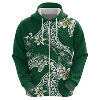 Polynesian Hawaiian Plumeria Tribal Pattern Hoodie Green Version