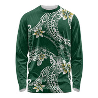 Polynesian Hawaiian Plumeria Tribal Pattern Long Sleeve Shirt Green Version LT01 Unisex Green - Polynesian Pride