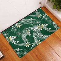 Polynesian Hawaiian Plumeria Tribal Pattern Rubber Doormat Green Version LT01 - Polynesian Pride