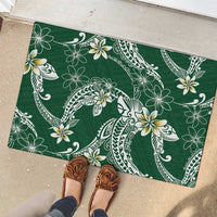 Polynesian Hawaiian Plumeria Tribal Pattern Rubber Doormat Green Version LT01 - Polynesian Pride