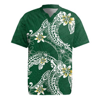 Polynesian Hawaiian Plumeria Tribal Pattern Rugby Jersey Green Version LT01 Green - Polynesian Pride