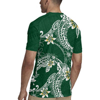 Polynesian Hawaiian Plumeria Tribal Pattern Rugby Jersey Green Version LT01 - Polynesian Pride