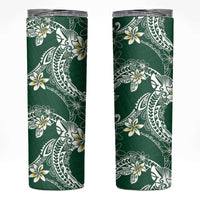 Polynesian Hawaiian Plumeria Tribal Pattern Skinny Tumbler Green Version