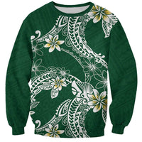 Polynesian Hawaiian Plumeria Tribal Pattern Sweatshirt Green Version LT01 Unisex Green - Polynesian Pride