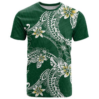 Polynesian Hawaiian Plumeria Tribal Pattern T Shirt Green Version