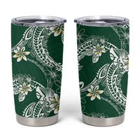 Polynesian Hawaiian Plumeria Tribal Pattern Tumbler Cup Green Version