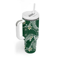 Polynesian Hawaiian Plumeria Tribal Pattern Tumbler With Handle Green Version LT01 - Polynesian Pride