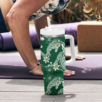 Polynesian Hawaiian Plumeria Tribal Pattern Tumbler With Handle Green Version LT01 - Polynesian Pride