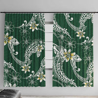 Polynesian Hawaiian Plumeria Tribal Pattern Window Curtain Green Version LT01 With Hooks Green - Polynesian Pride