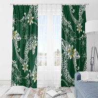 Polynesian Hawaiian Plumeria Tribal Pattern Window Curtain Green Version LT01 - Polynesian Pride