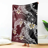 Polynesian Hawaiian Plumeria Tribal Pattern Blanket Special Wine Red Version LT01 - Polynesian Pride