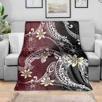 Polynesian Hawaiian Plumeria Tribal Pattern Blanket Special Wine Red Version LT01 - Polynesian Pride