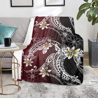 Polynesian Hawaiian Plumeria Tribal Pattern Blanket Special Wine Red Version LT01 - Polynesian Pride