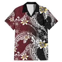 Polynesian Hawaiian Plumeria Tribal Pattern Family Matching Mermaid Dress and Hawaiian Shirt Special Wine Red Version