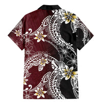 Polynesian Hawaiian Plumeria Tribal Pattern Family Matching Mermaid Dress and Hawaiian Shirt Special Wine Red Version