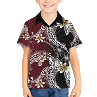 Polynesian Hawaiian Plumeria Tribal Pattern Hawaiian Shirt Special Wine Red Version LT01 - Polynesian Pride