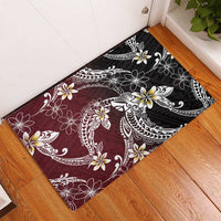 Polynesian Hawaiian Plumeria Tribal Pattern Rubber Doormat Special Wine Red Version LT01 - Polynesian Pride