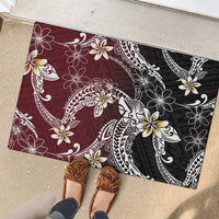 Polynesian Hawaiian Plumeria Tribal Pattern Rubber Doormat Special Wine Red Version LT01 - Polynesian Pride