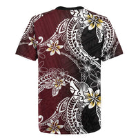 Polynesian Hawaiian Plumeria Tribal Pattern Rugby Jersey Special Wine Red Version LT01 - Polynesian Pride
