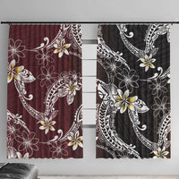 Polynesian Hawaiian Plumeria Tribal Pattern Window Curtain Special Wine Red Version LT01 With Hooks Red - Polynesian Pride