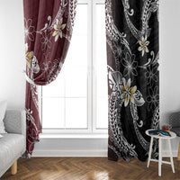Polynesian Hawaiian Plumeria Tribal Pattern Window Curtain Special Wine Red Version LT01 - Polynesian Pride