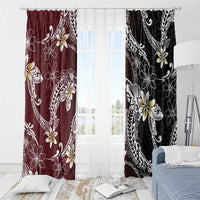 Polynesian Hawaiian Plumeria Tribal Pattern Window Curtain Special Wine Red Version LT01 - Polynesian Pride