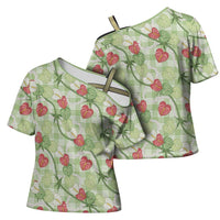 Anthurium Pikake Ti Leaf Palaka Cross Shoulder Shirt Green Version LT01 - Polynesian Pride